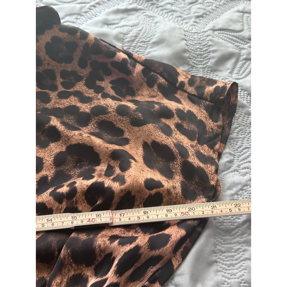 Michael Kors Leopard Print Wide Leg Jumpsuit XS Collared Button Front - Picture 10 of 13